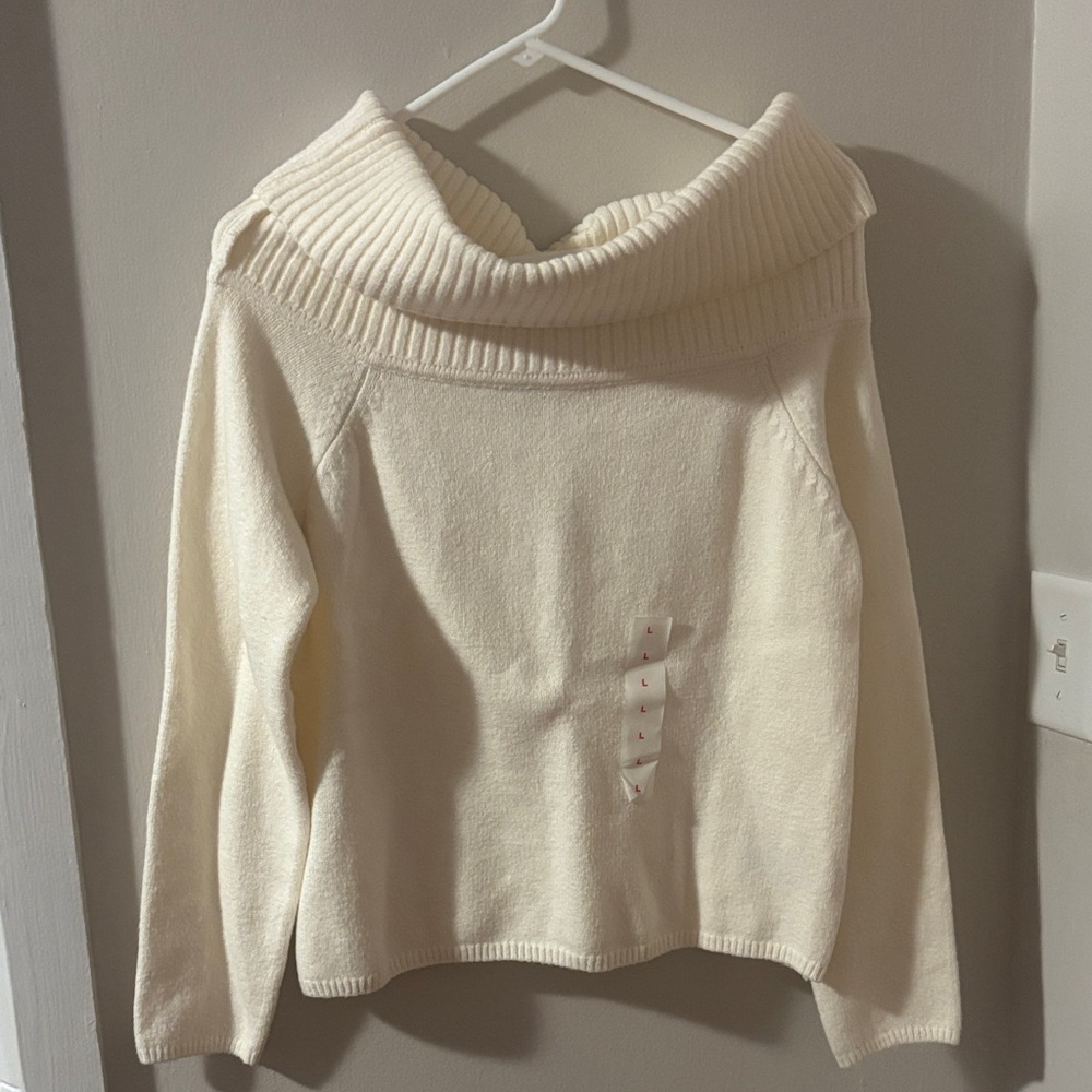 Old Navy Cream Off-Shoulder Cowl Sweater
